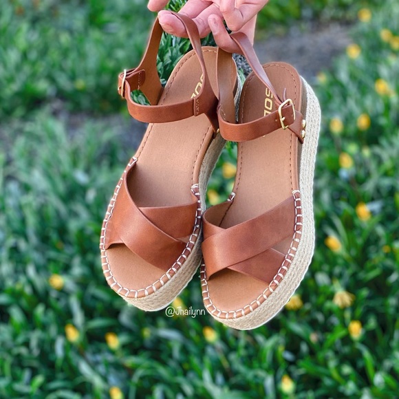 Fabutiq Shoes - Cognac Espadrille wedge sandal